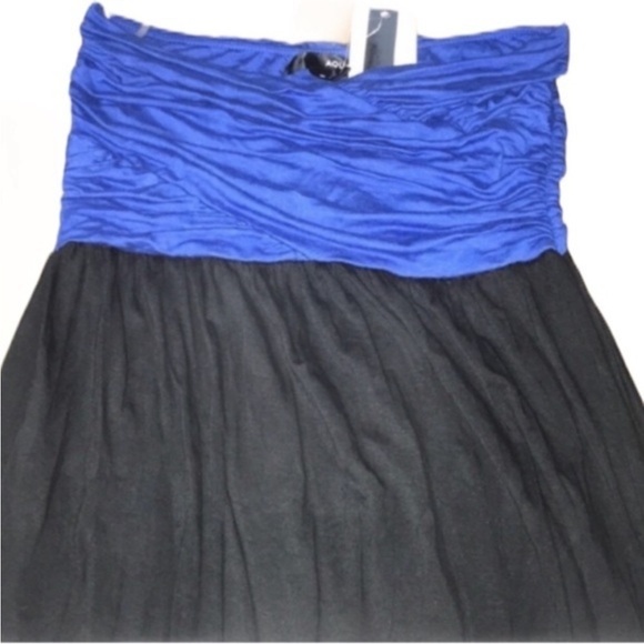 🆕 Aqua Color Block Blue & Black Strapless Dress S - Picture 2 of 3